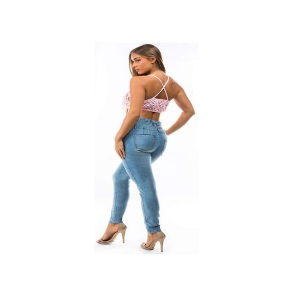 JEANS STRETCH SKINNY PUSH UP FOR WOMEN SIZE 13 DENIM  WAIST 34 IN Z239 SZ13 - Picture 1 of 9